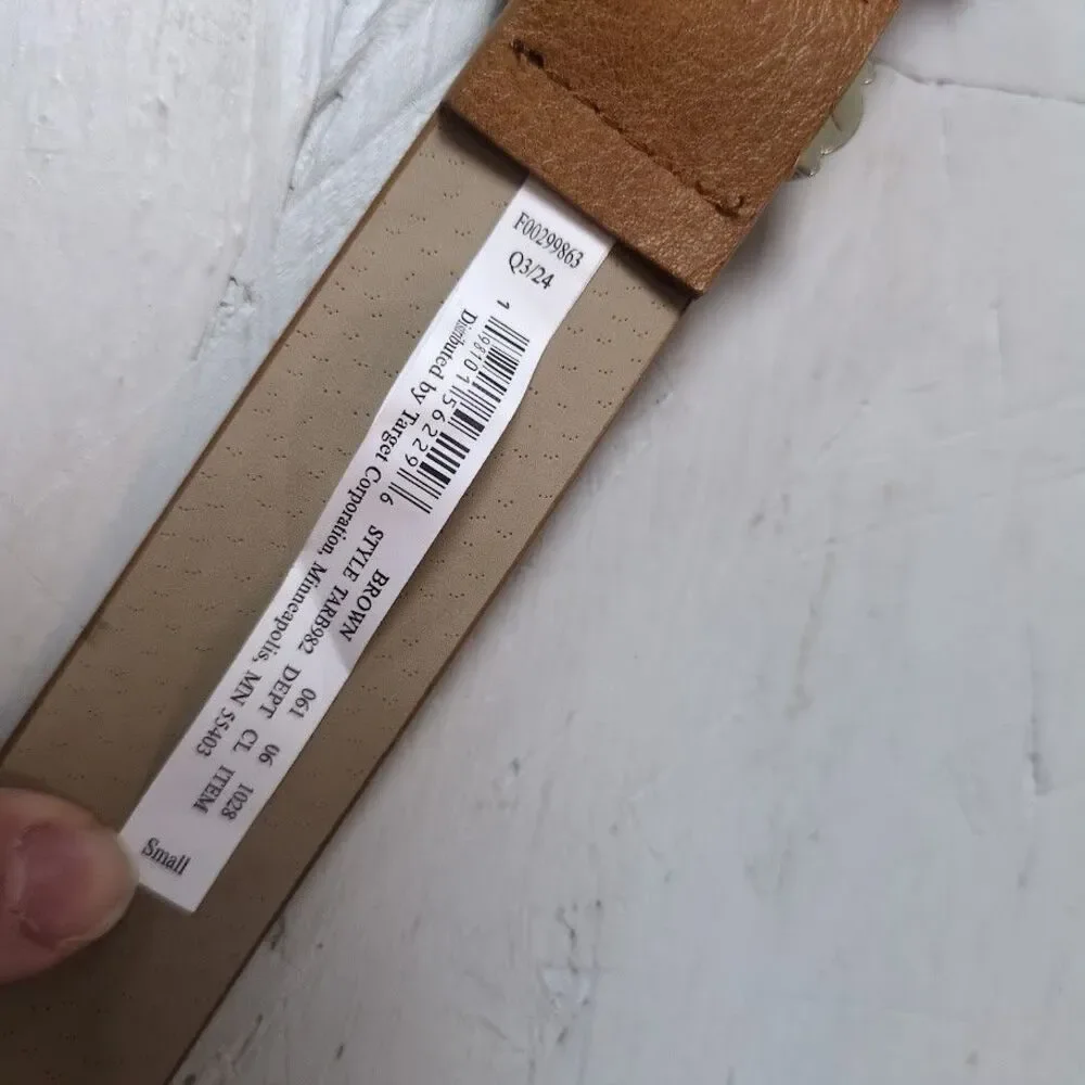NEW Universal Thread Women's Brown Adjustable Waist Belt S Silver Buckle